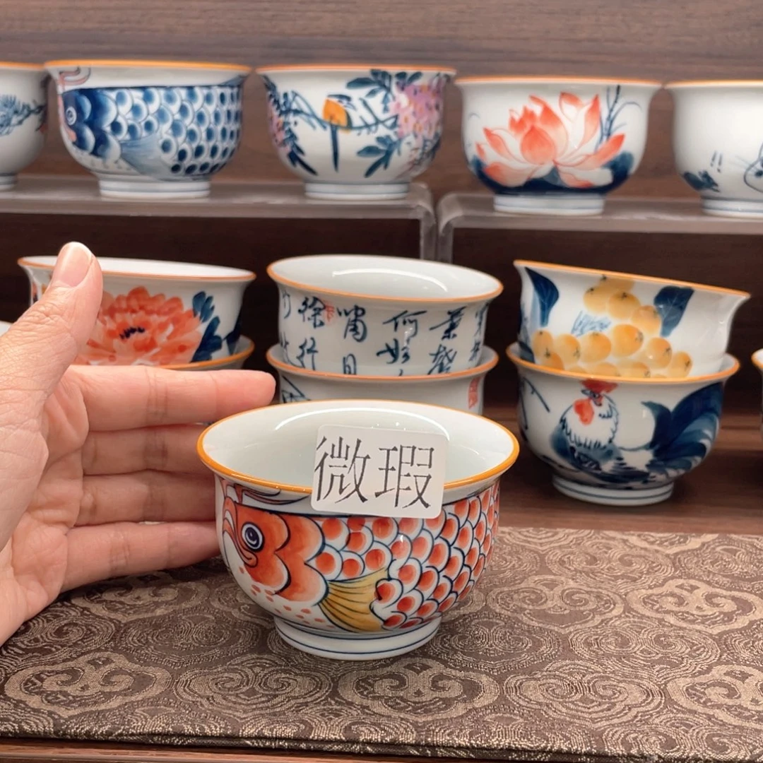 釉下手绘茶具微瑕
