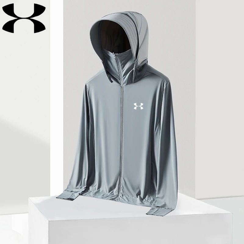 UA安德碼防晒衣夏季男士冰丝速干薄款连帽透皮肤衣适合户外钓鱼服