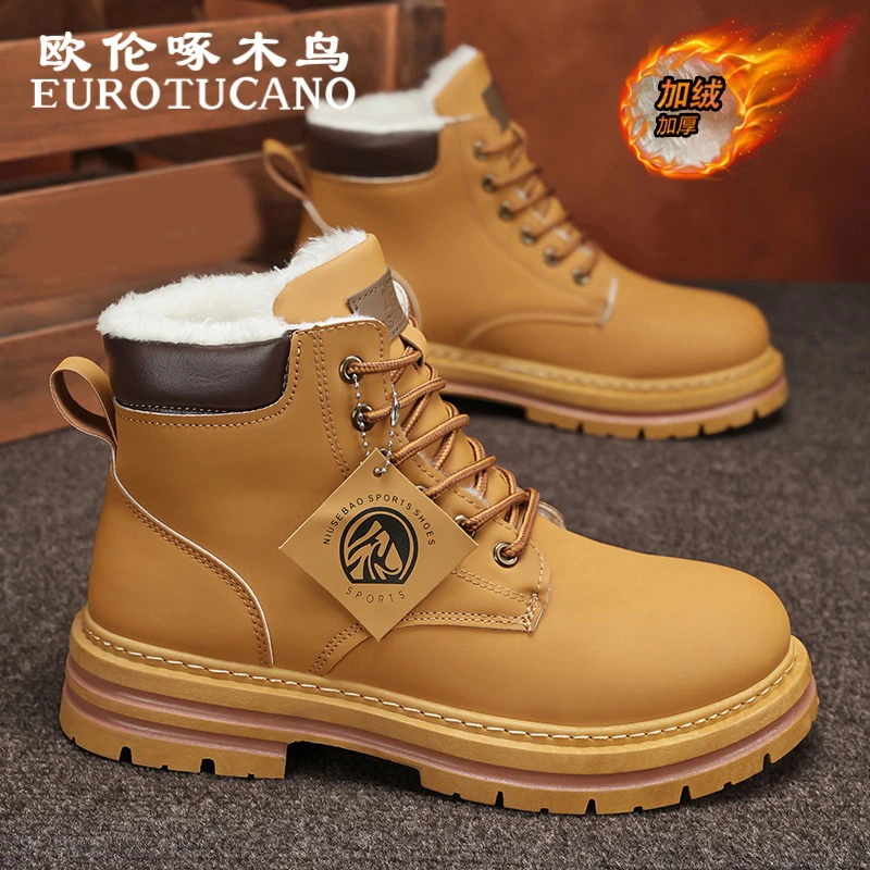欧伦啄木鸟EUROTUCANO棉鞋冬季加绒保暖大黄靴厚底高帮北方雪地靴