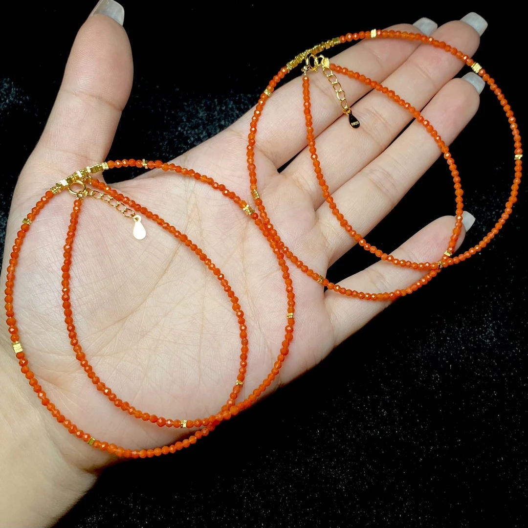 【云上叙】13 V21713-S925银南红DIY项链—多样性发一件-2mm+（东哥）