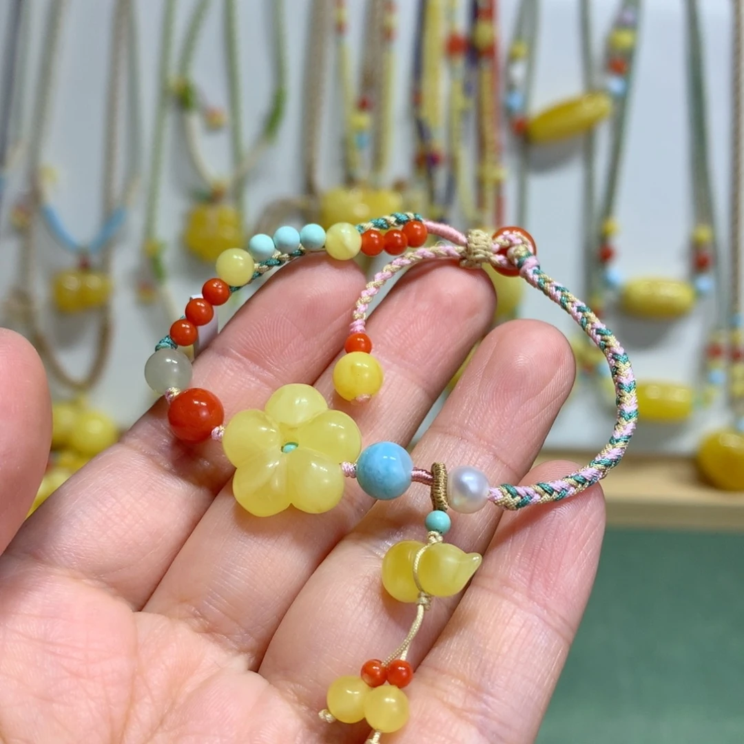 蜜蜡未镶嵌手链花