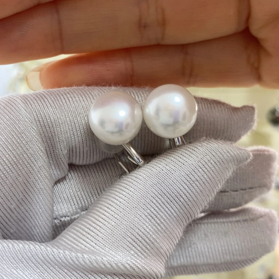 银S925镶嵌耳饰淡水珍珠