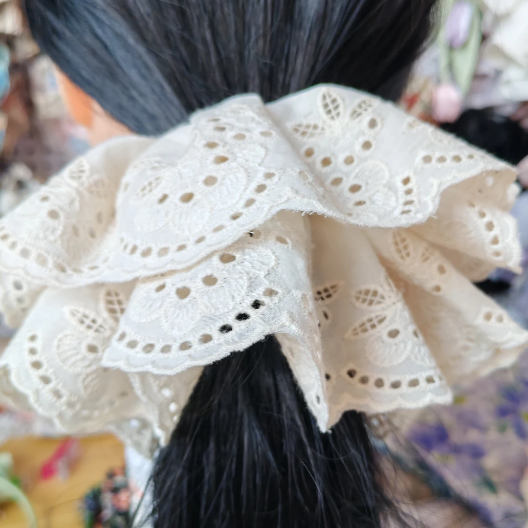 纯棉发圈镂空高档柔软简约时尚百搭直径约20cm20包邮