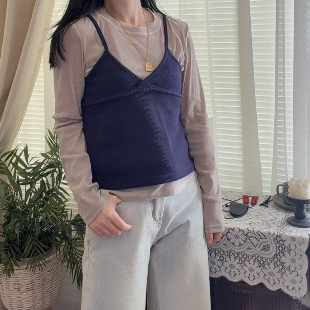 vivi·2025韩国定制【T恤➕背心两件套】T恤
