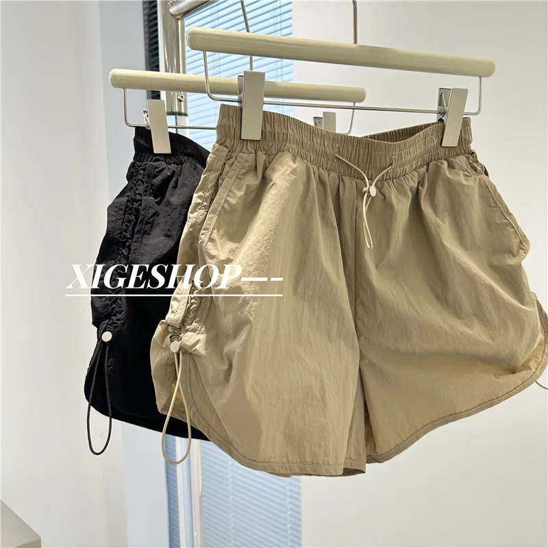 大码胖mm短裤女夏宽松百搭阔腿抽绳速干休闲裤显腿长辣妹热裤
