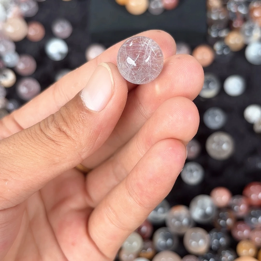 水晶珠宝半成品未镶嵌清**月定制通孔不退不换