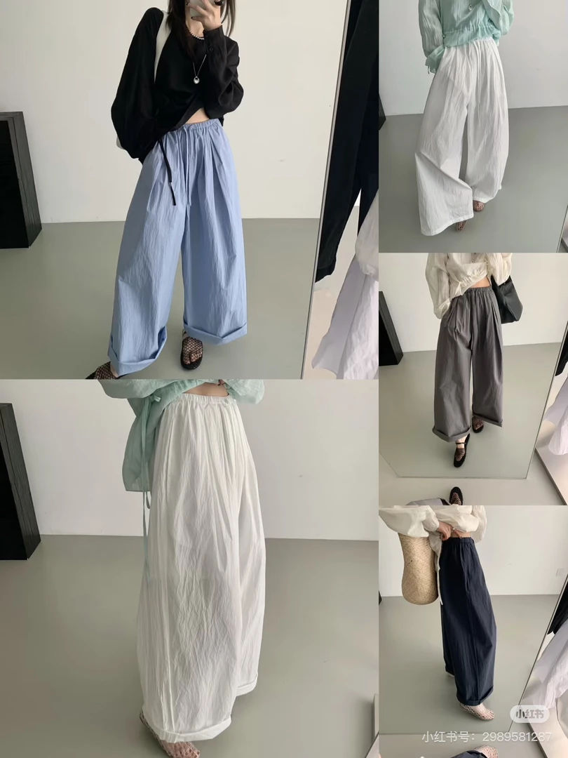 直筒休闲裤磨毛拼接夏季短裤韩版薄款纯色哈伦裤宽松百搭