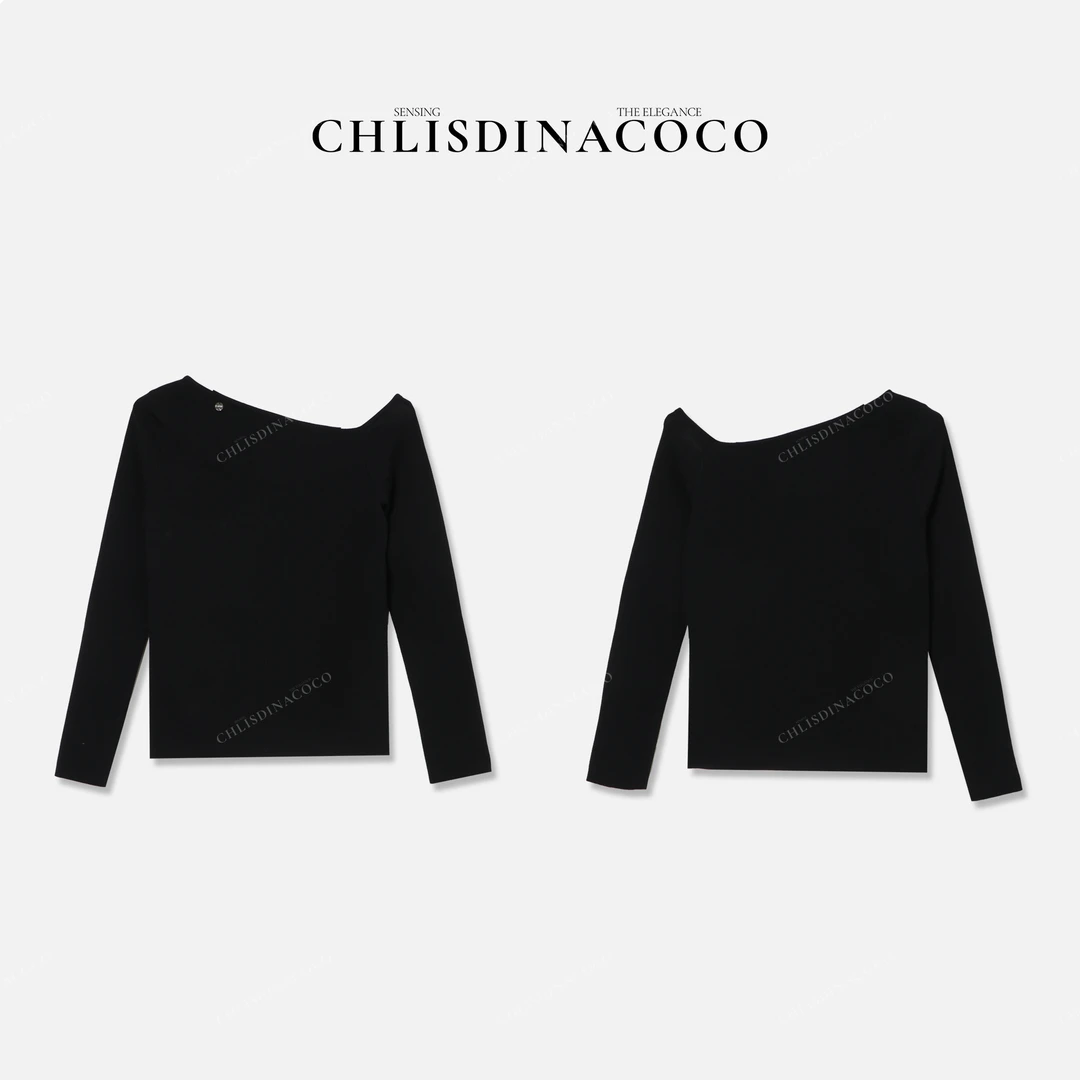 Chlisdinacoco“心夢星辰”一字肩净版长袖T恤C08897CT251