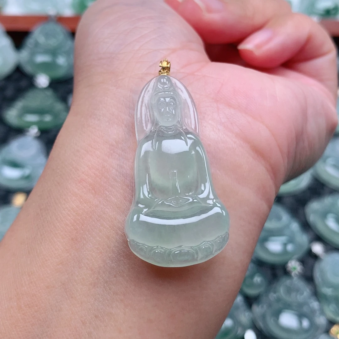 翡翠18K金镶嵌吊坠(不含链)