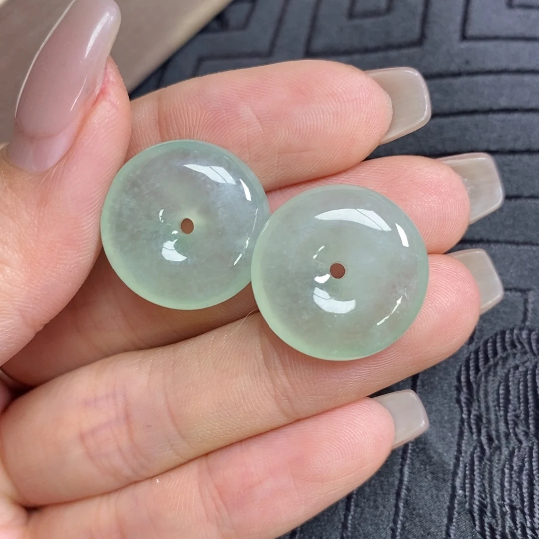 翡翠未镶嵌耳饰晴水平安扣