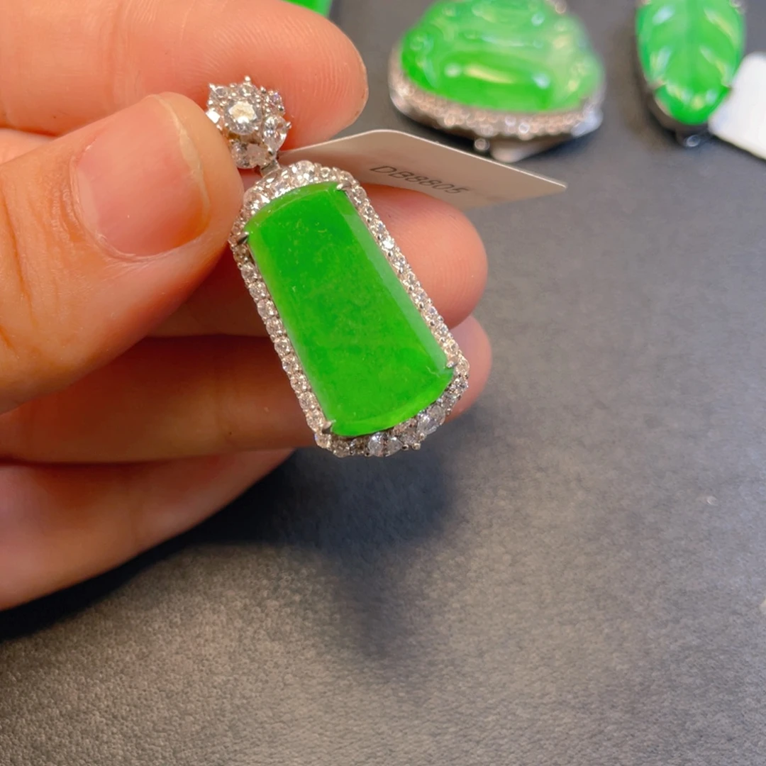 翡翠银S925镶嵌吊坠(不含链)