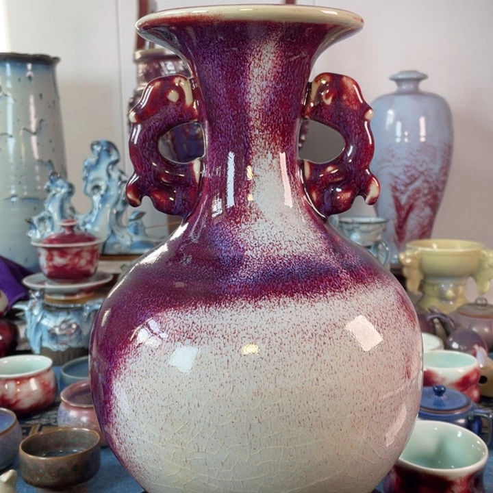 摆件钧瓷双龙尊。。。。。