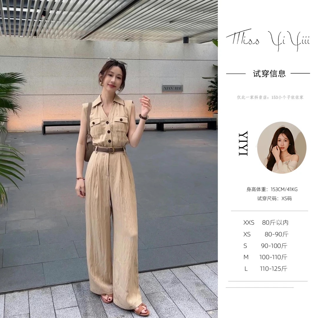 【罗马假日】<YiYiii>小个子气质工装收腰休闲无袖高腰休闲连体裤