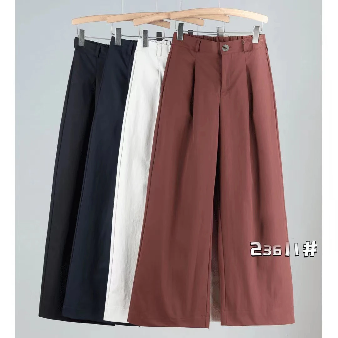 (运费补贴)春夏季女士高腰直筒阔腿休闲裤宽松垂感九分裤裤子