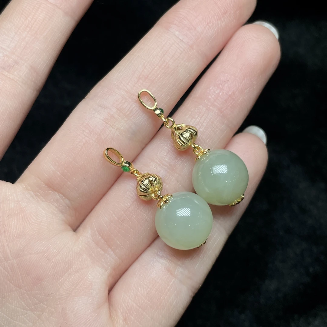 【小宝珠宝】11 T34548-S925银和田玉吊坠—多样性发一件-11.5mm