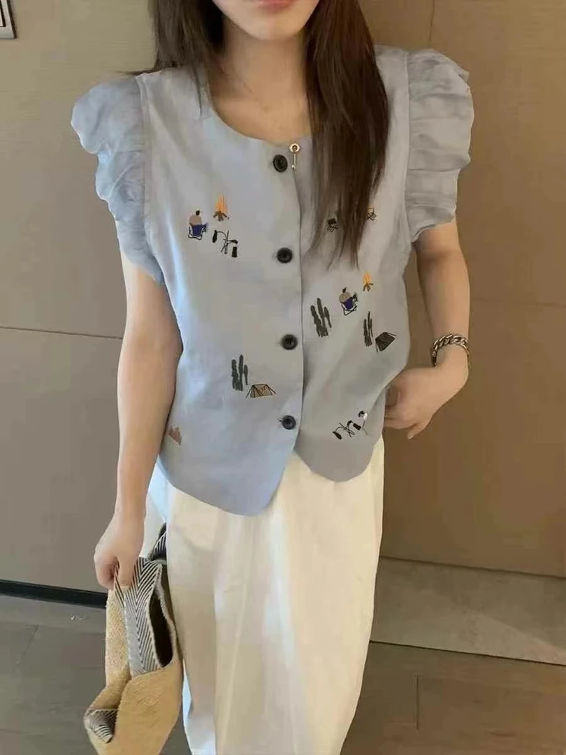 艾米Amy家 韩系刺绣小衫