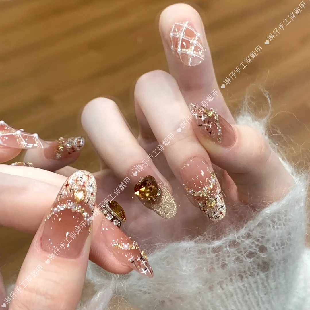 【巴黎夜雨】秋日款设计穿戴甲温柔纯手工气质纯欲ins风