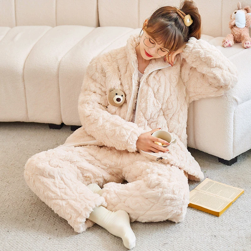 【夹棉】冬季睡衣女秋冬睡衣家居服睡衣女冬加厚加绒情侣21723