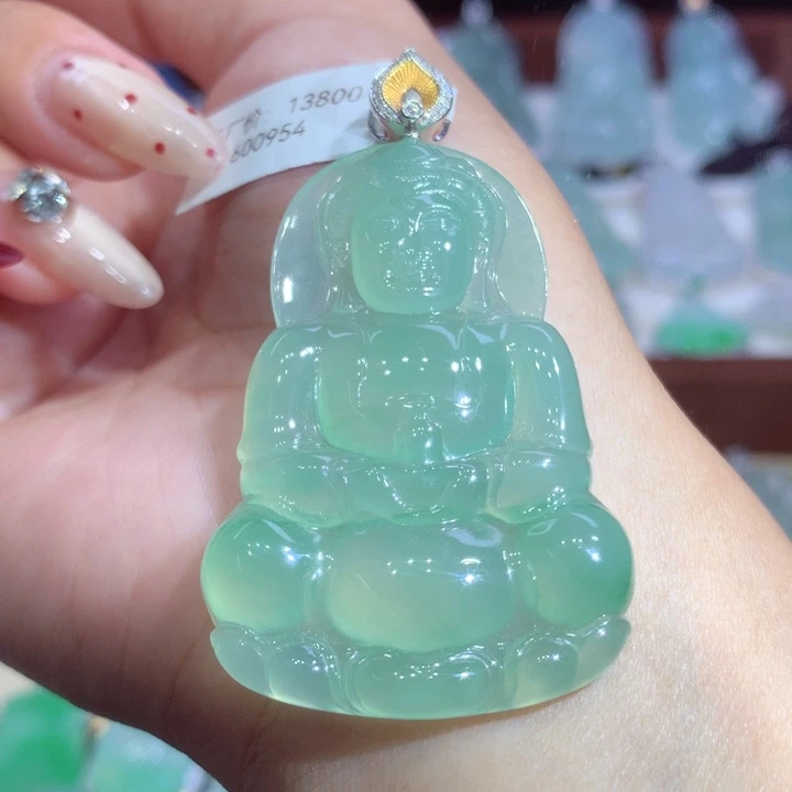 翡翠18K金镶嵌吊坠(不含链)观音