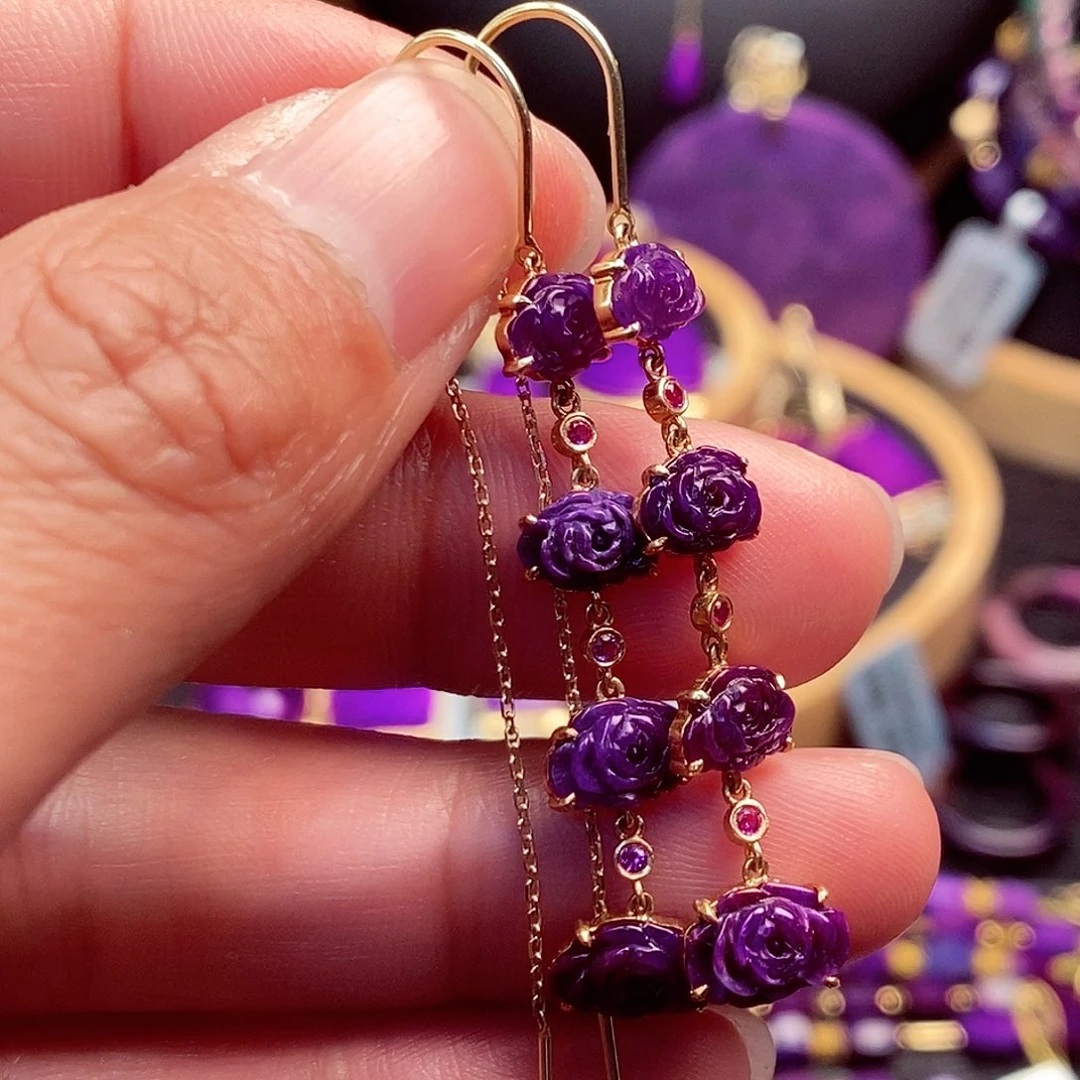 苏纪石（舒俱来）耳饰18K金镶嵌