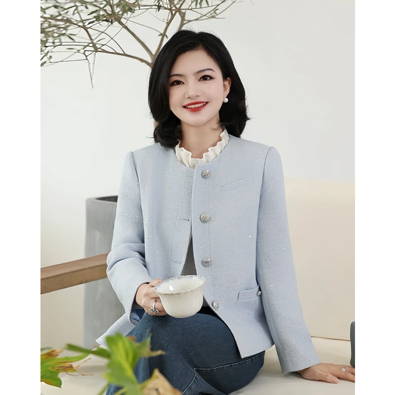 阿楠anan 卿雅丝蕴 气质圆领百搭优雅小香风亮片女士春季新款外套