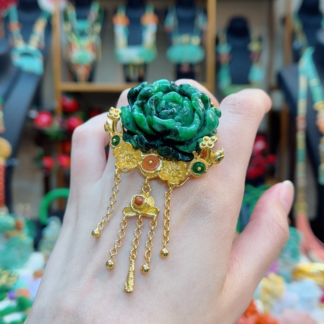 翡翠戒指银S925镶嵌48小时鉴赏期