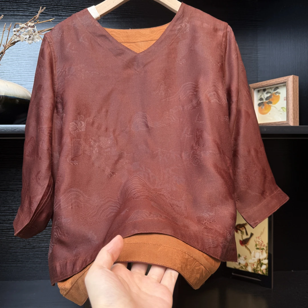 【红云山】中式香云纱绞罗小衫2633