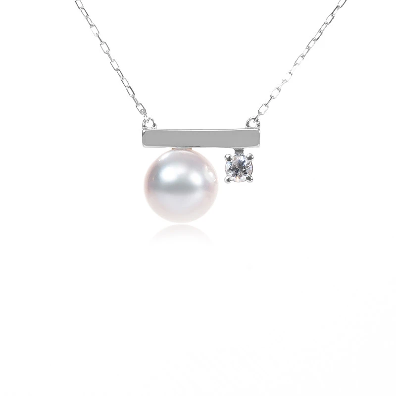 Akoya正圆微瑕平衡木chocker吊坠7.5-8mm