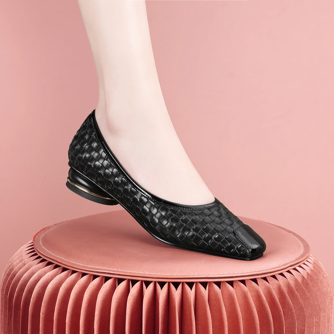 梵芮诗2025新款春夏季洋气编制风格原创设计手工时尚单鞋-J1207