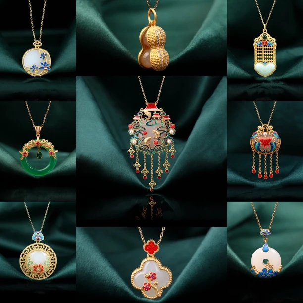 铜合金项链 新中式项链烧蓝古典宫廷风中国风 复古 链长40cm+5cn