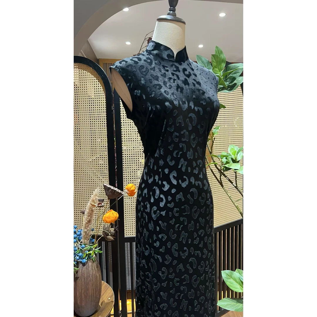 戚薇原创【月半小夜曲】长125左右新款新中式国风品质丝绒单层旗袍