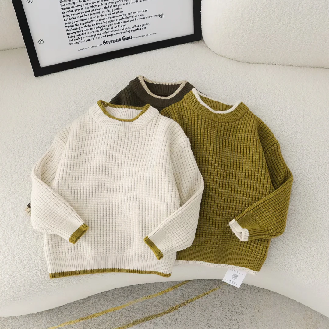 【幼棉光年】秋款新款韩版毛衣人类幼崽百搭圆领针织套头毛衣320017