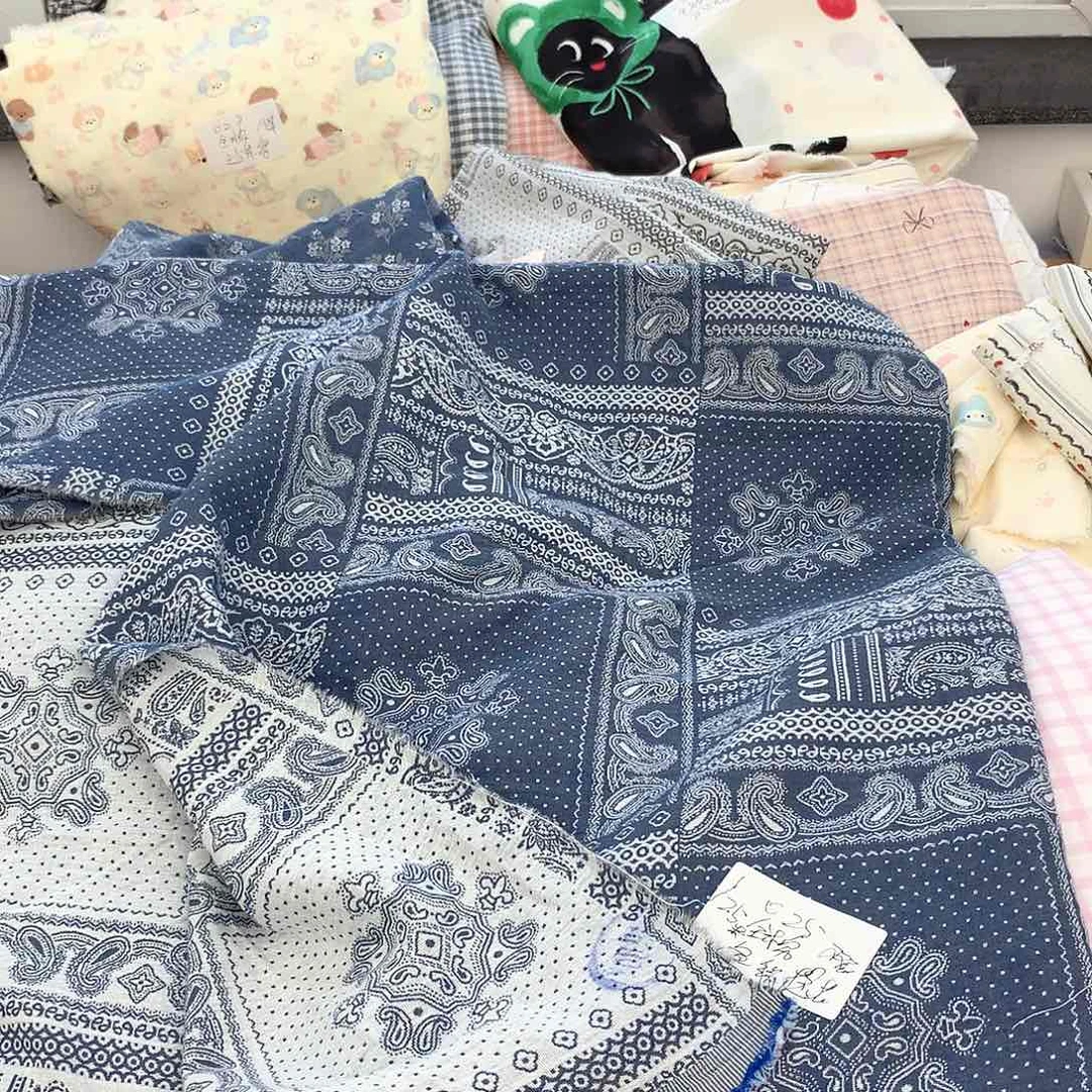 棉025全棉色泽提花双层纱2.5米宽
