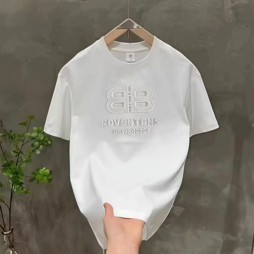 100%迪桑棉 男女款高奢时尚圆领宽松百搭春夏T恤[钢印双B]6