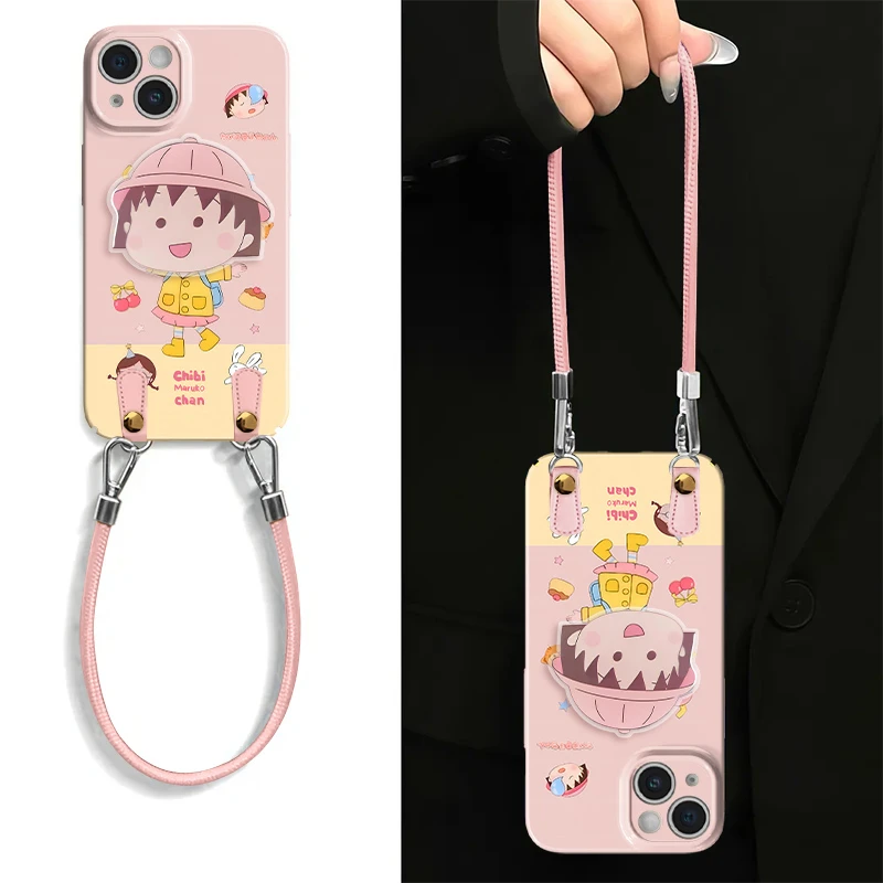 大头小丸子菲林软壳适用苹果16华为vivo小米oppo挂绳支架手机壳套