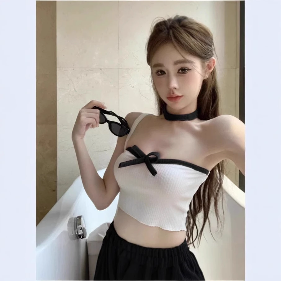 红色性感挂脖吊带背心女外穿夏季纯欲y2k甜热辣妹抹胸上衣泰式