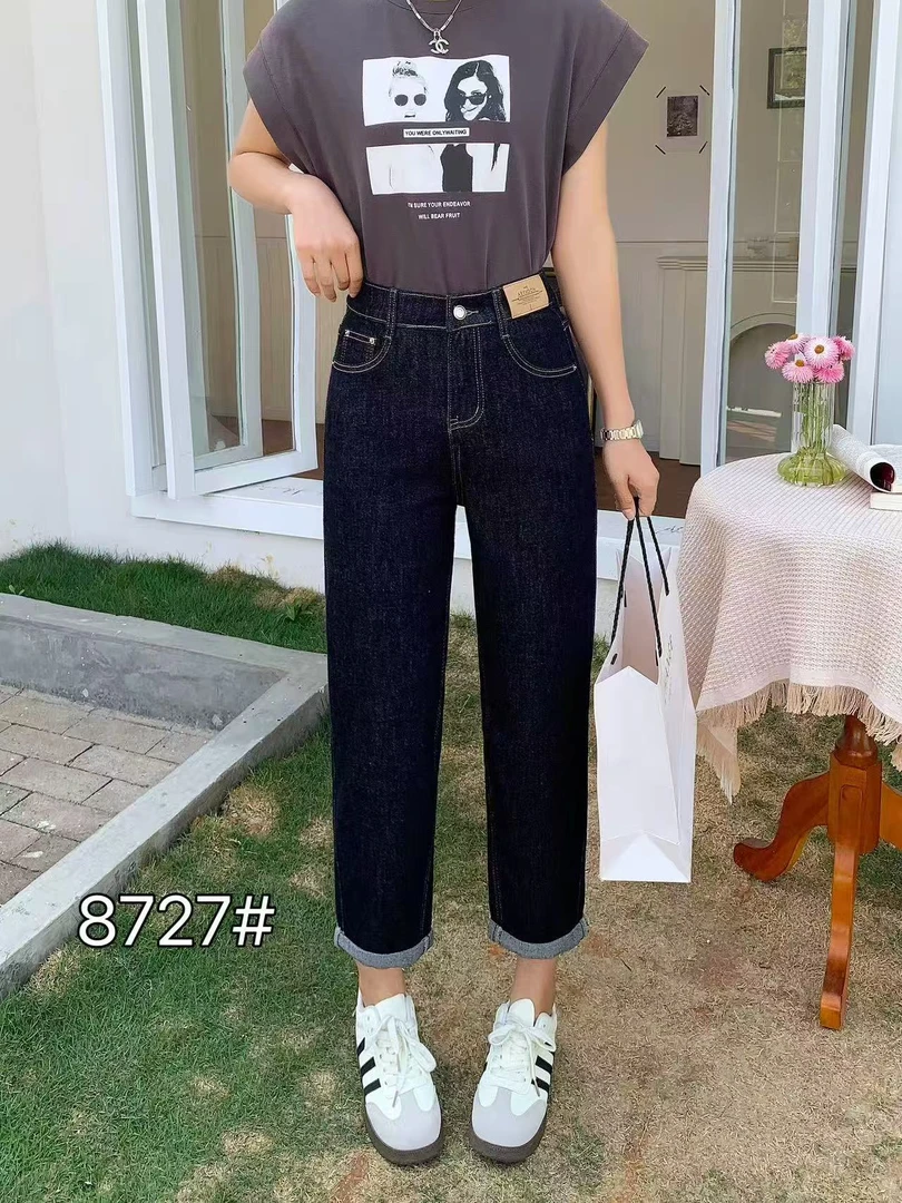 8727（丹宁色）夏季显瘦老爹牛仔裤