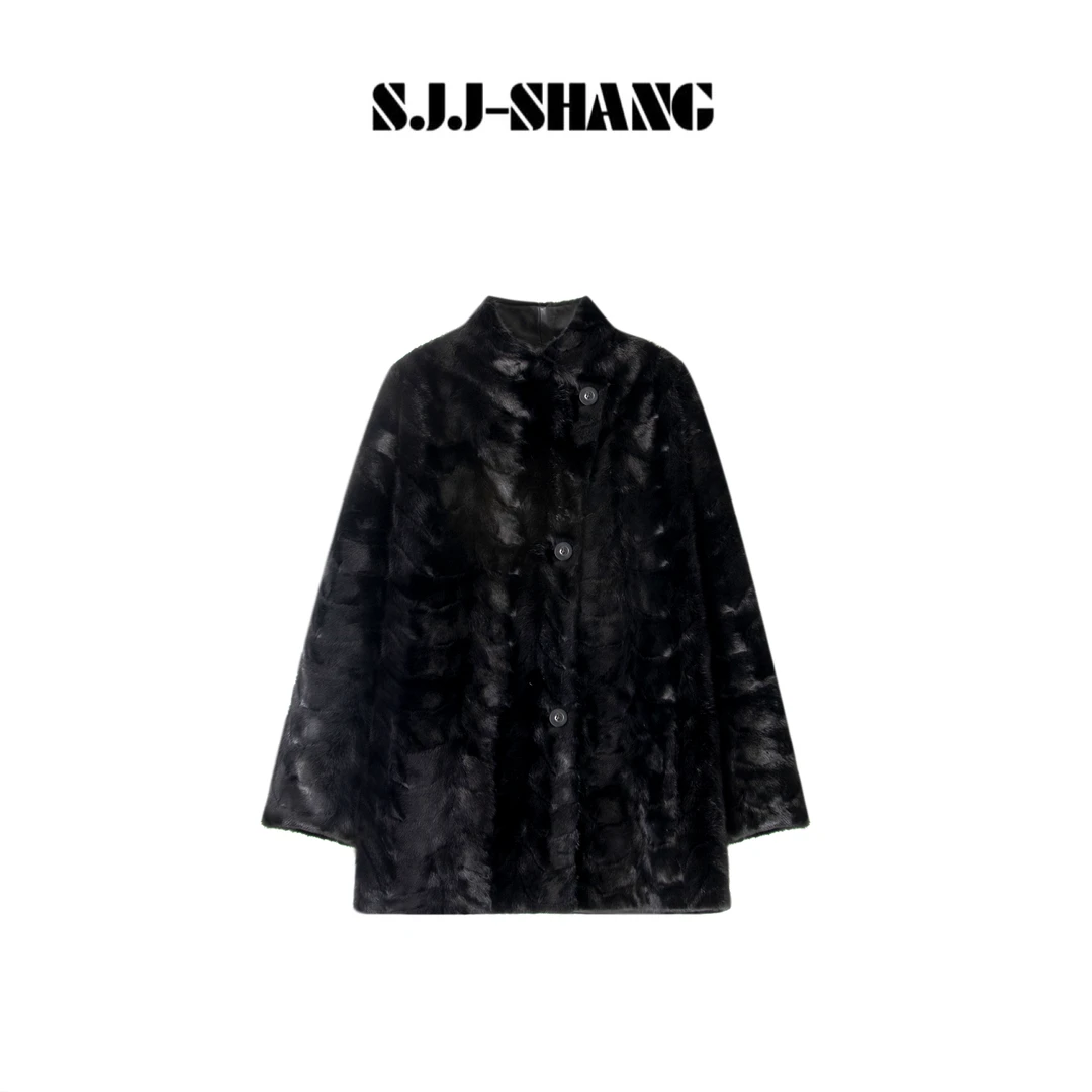 SJJ-SHANG【米兰缪斯】进口意大利水貂层次纹理皮毛一体q136325p