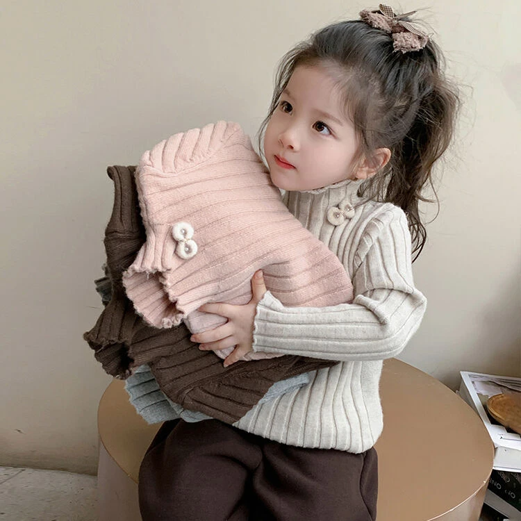 小女童毛衣打底衫2025新款秋冬季儿童装甜美针织衫女宝宝高领上衣