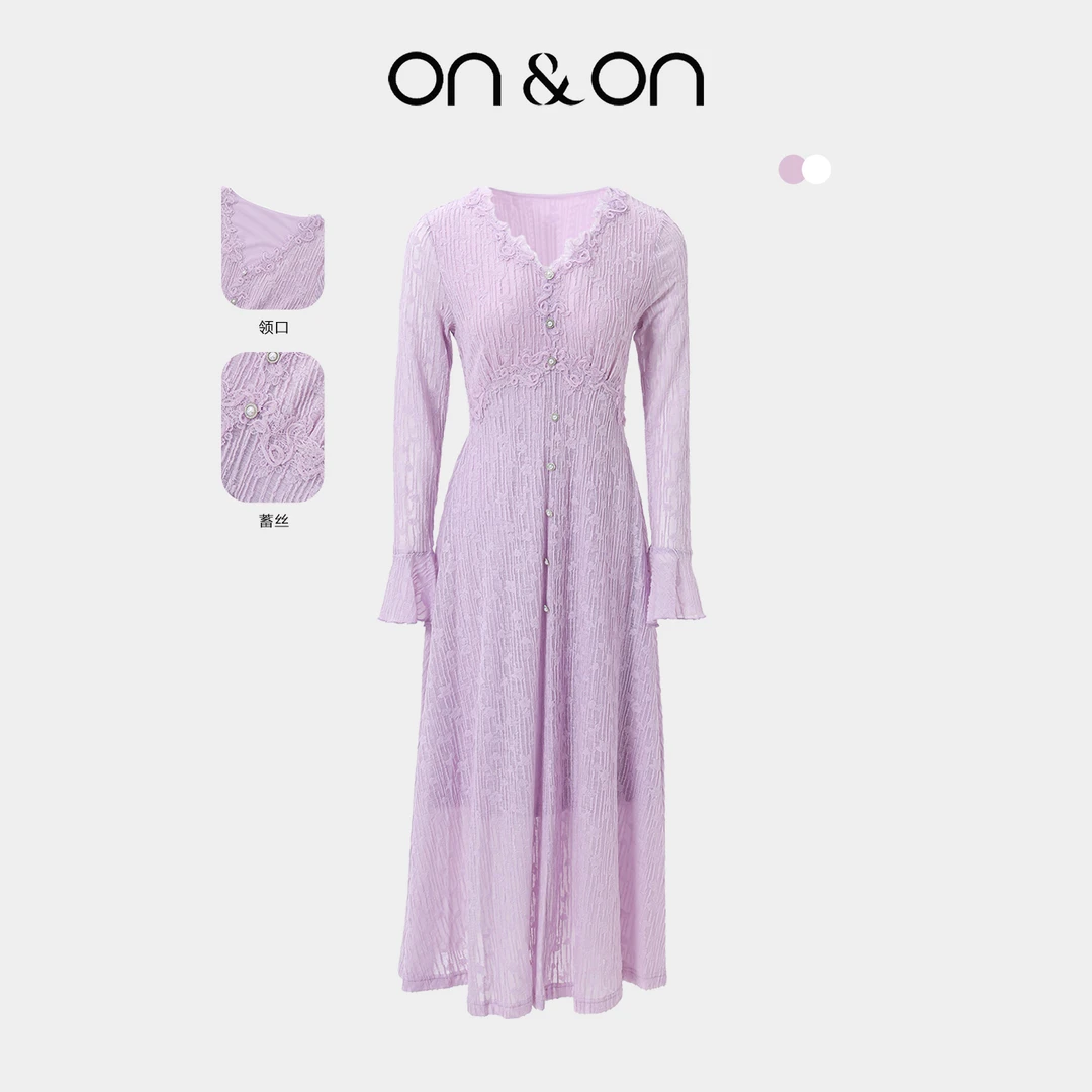 ON&ON/安乃安秋季新款韩系花朵蕾丝浪漫显瘦连衣裙-NNWW16439071