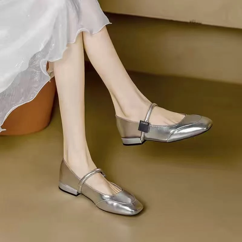 小个子5CM内增高芭蕾舞风玛丽珍单鞋女软皮高级感浅口新款百搭女