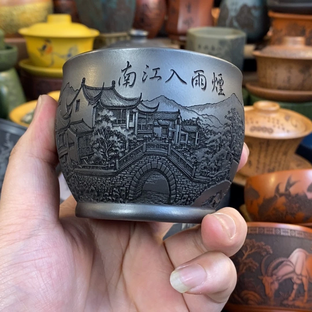 紫砂杯子宜兴全手工紫砂杯
