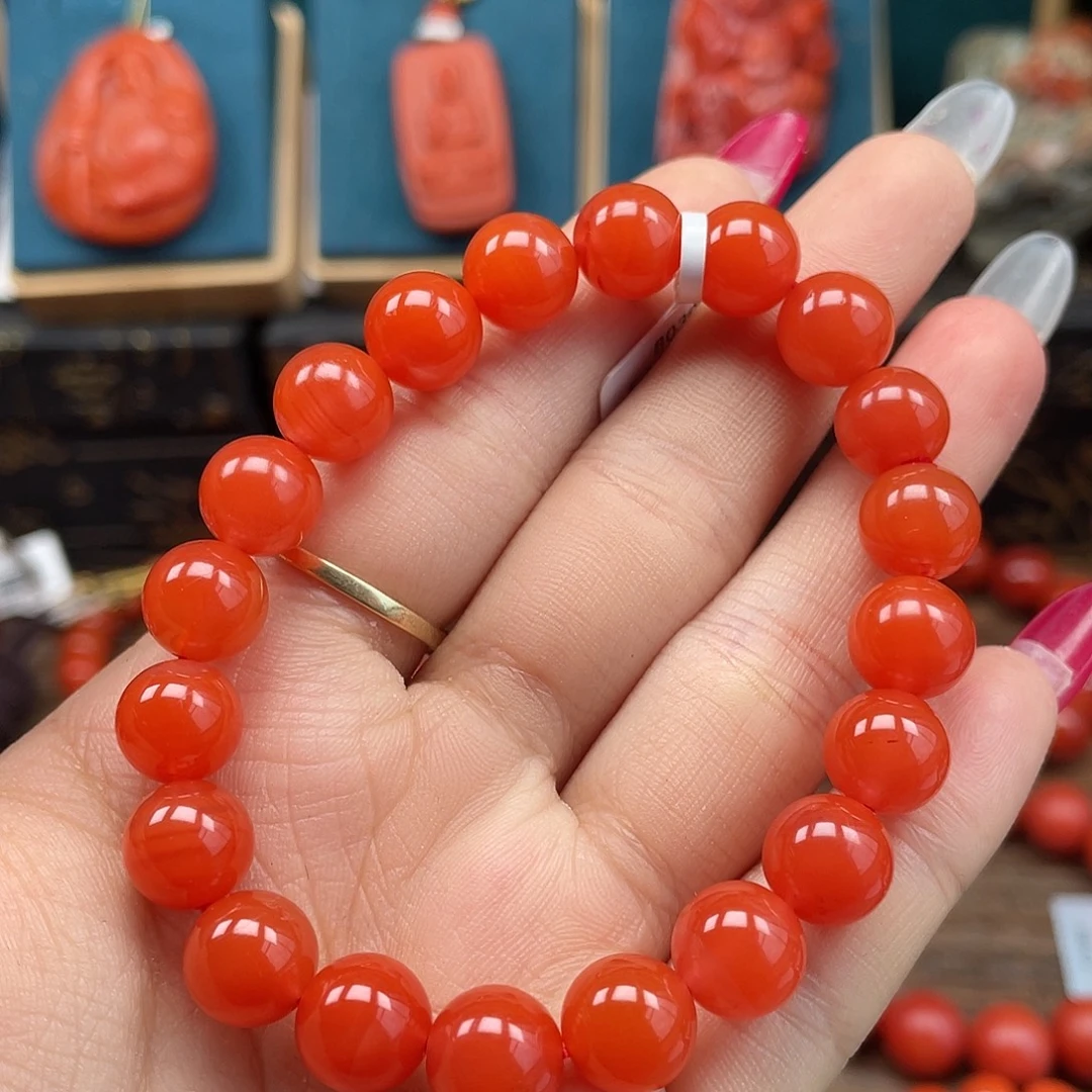 南红玛瑙未镶嵌手串精品 保山冷水河玉化卡9mm+