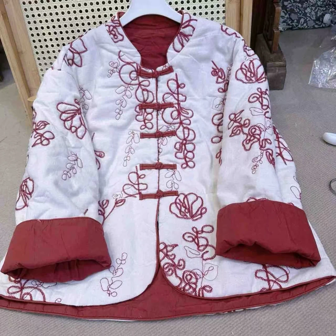 【胖宝推荐】刺绣纯色立领圆领女常规棉服棉衣厚款长袖不褪色8309