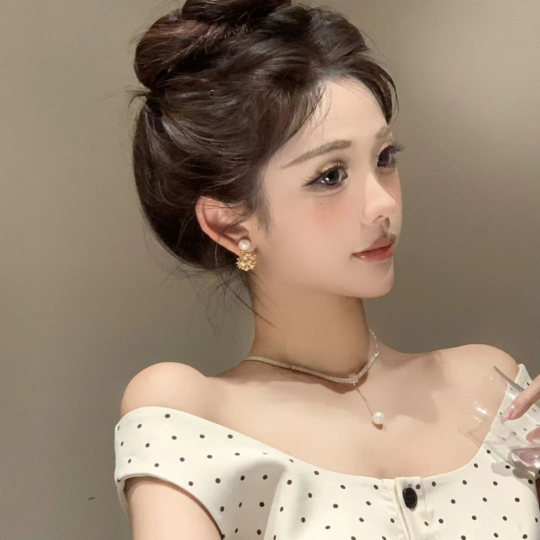 FULL GIRLISH耳环00964金色花球气质耳钉耳饰