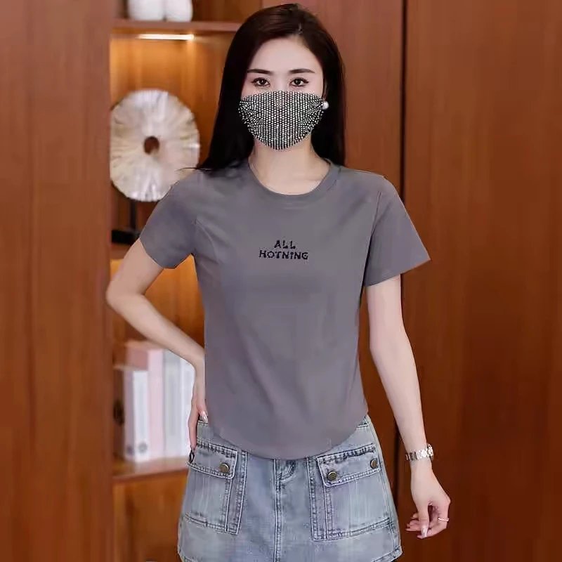 【专柜品质】新款女士螺纹棉穿衣显瘦高品质T恤9896