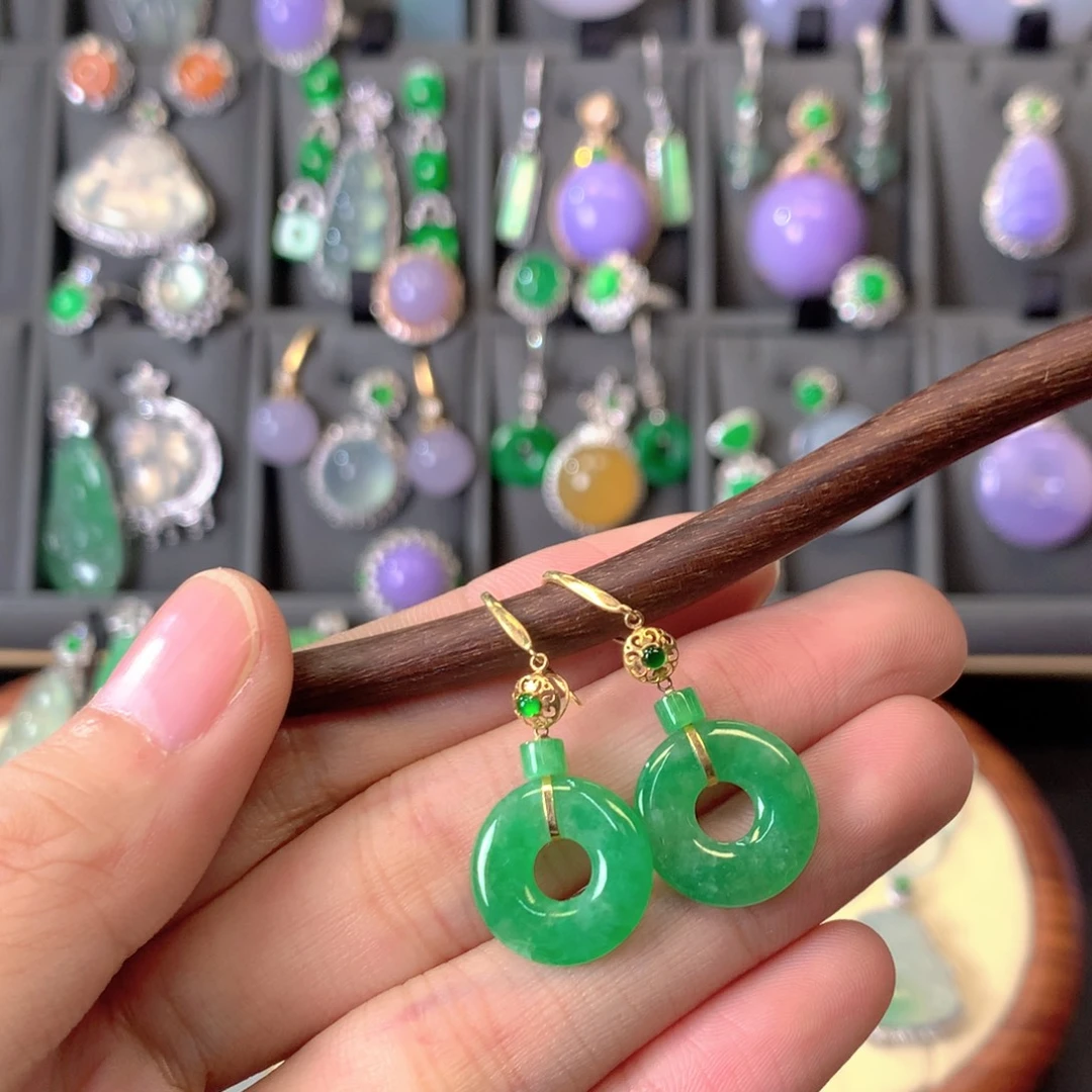 吊坠(不含链)18K金镶嵌翡翠