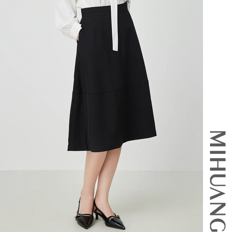 MIHUANG/米皇【纯】经典小黑裙气质时尚半身伞裙535251气质百搭A字