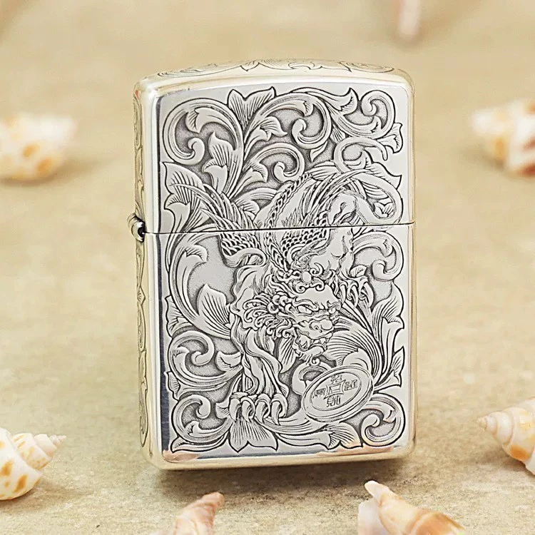 【老李推荐】zippo打火机财色双收/康斯坦丁/貔貅镀银五面精雕DYJ1
