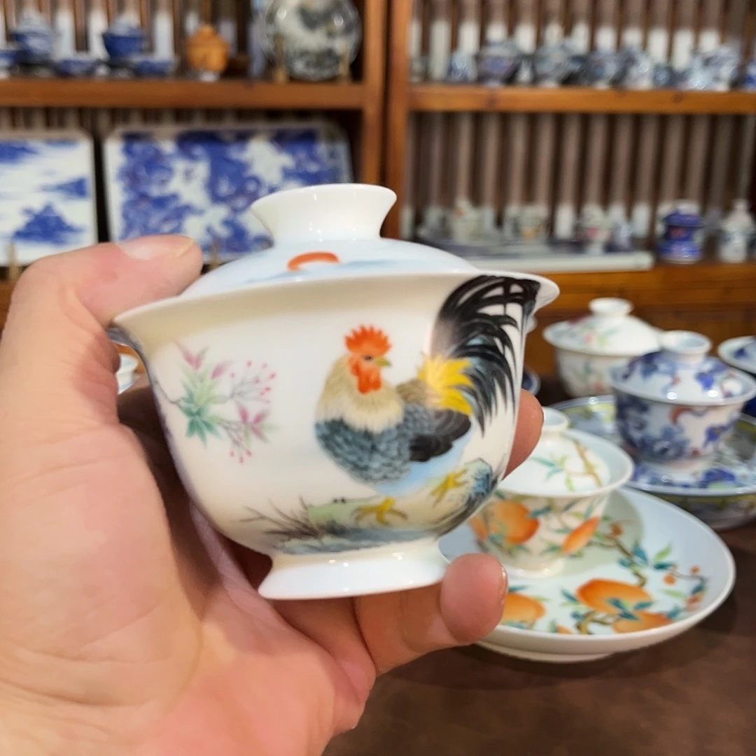 錡镇堂手工手绘盖碗